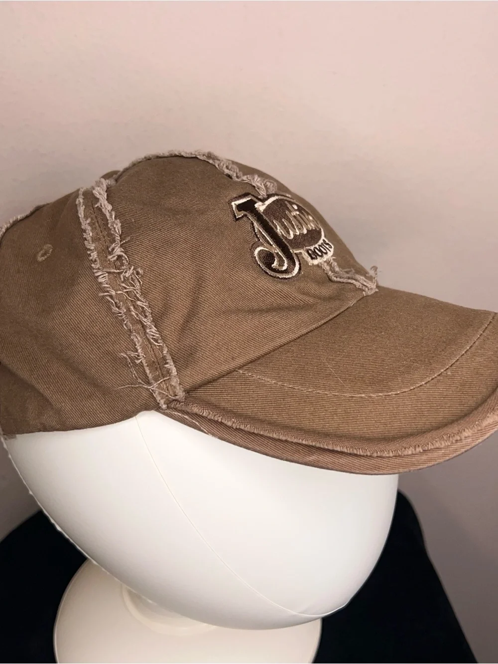 Justin Boots Western Brown Baseball Hat Distressed Unisex Outdoor Stretch Band